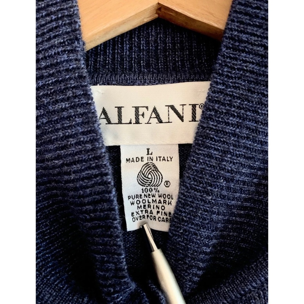 Alfani Navy Blue Merino Wool Sweater Sz L - Picture 3 of 5